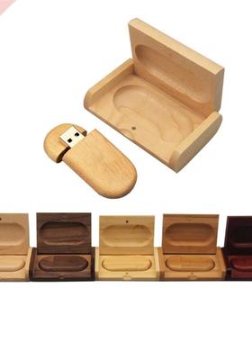USB 2.0 hot selling Oval Wooden USB+ BOX pendrive (10pcs fre