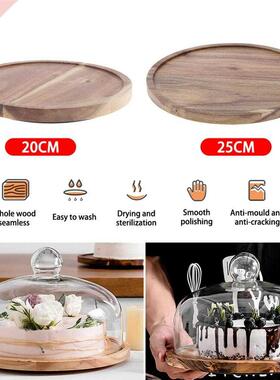 Wooden Round Serving Tray Wood Plate Tea Food Dishe Drink