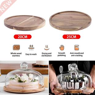 Wooden Round Serving Tray Wood Plate Tea Food Dishe Drink
