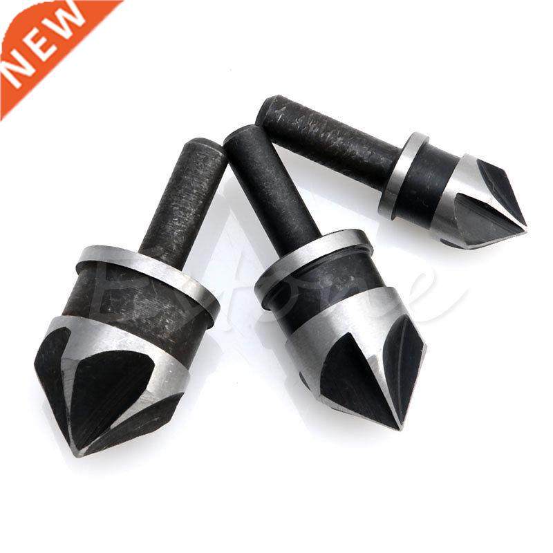 3Pcs 5 Flute Countersink Bit Set 90 Degree Hex Shank Chamfer - 实物图