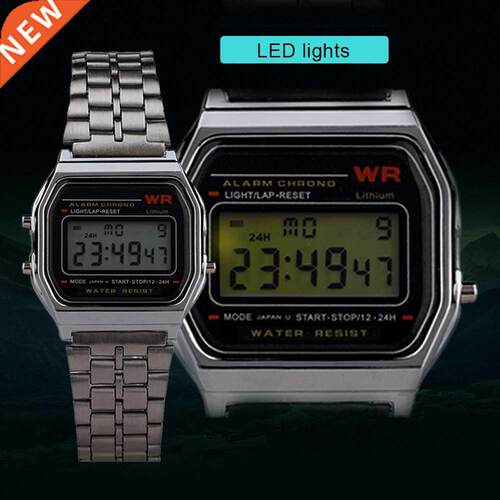 Women Men Watch Gold Retro LED Digital Sports Military Wris