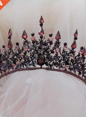 Vintge Broque Hedbnds Purple Crystl Tirs Crowns Bride