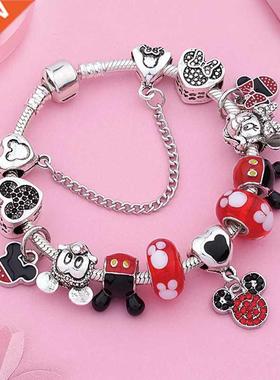 2020 Classic Design Red Crystal Mickey Minnie Pendant Bead B