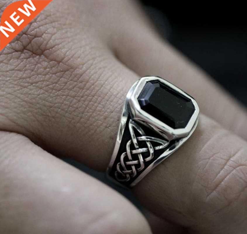 Men's Vintage Mayan Civilization Totem Black Gemstones Ring
