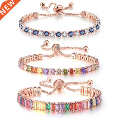 Adjustable Multicolor Tennis Bracelets For Women Ladies Wedd