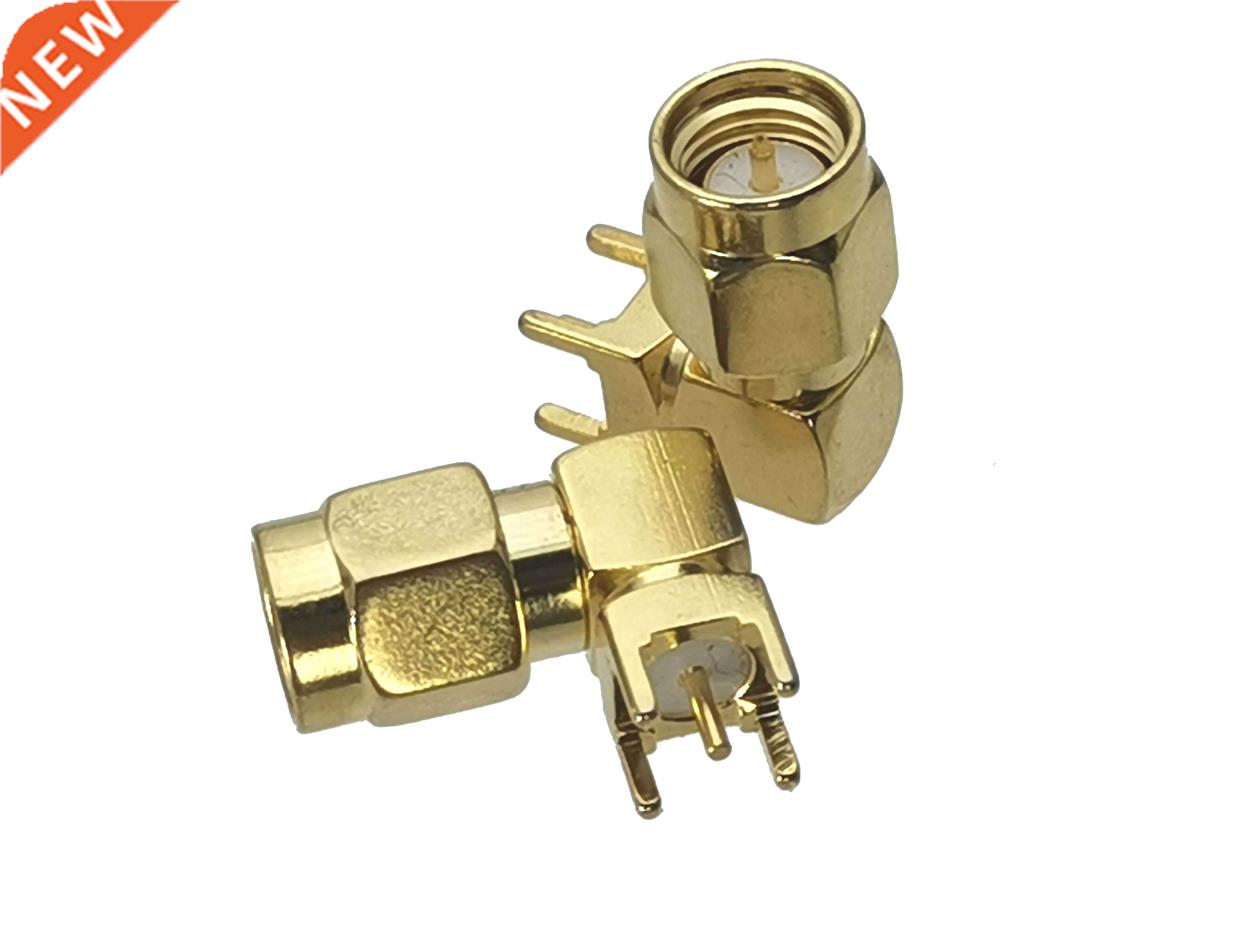 1Pcs Connector SMA Male plug Right angle Solder PCB Mount RF