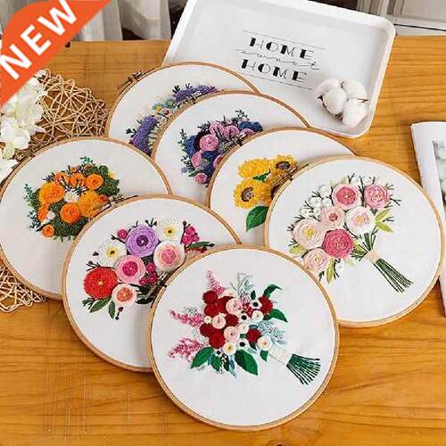 Europe  Embroidery Ribbon Flowers Set Frame for Beginner