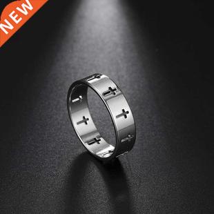 Rinhoo Stainless Steel Couple Rings Women Men Hollow Cross P