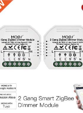 Mini  Tuya Zigbee Smart 2 / Gang Light Dimmer Module Hub