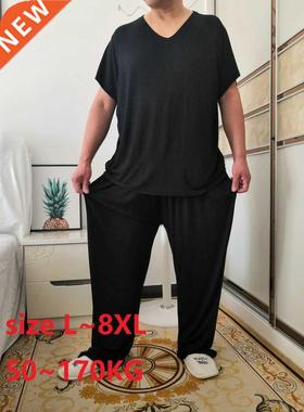 Summer Plus Size 8XL 170KG Men Pajamas Sets Modal Home Wear