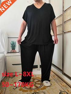 Summer Plus Size 8XL 170KG Men Pajamas Sets Modal Home Wear