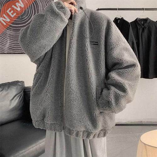 Winter Warm Coats for Men Leisure Lamb Wool Outerwear Male L