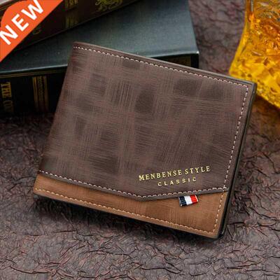 Fashion Men's Wallet Money Bag Solid Color Leather Business