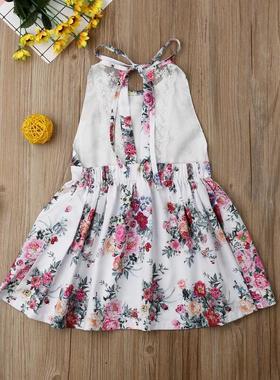 2020 Summer Dress for Baby Girl Sveless Floral Printed Ba