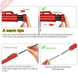 Solid Carpenter Pencil Set with Refill Leads Built-in Sharpe