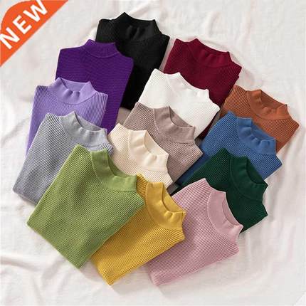 Zoki Autumn Women Pullover Sweater Half Turtleneck Long Slee