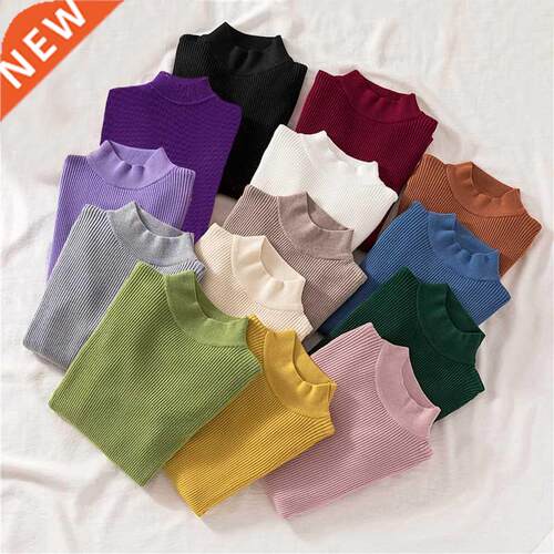 Zoki Autumn Women Pullover Sweater Half Turtleneck Long Slee
