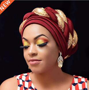 African Auto Gele Headtie Fashion Sequins Braids Women