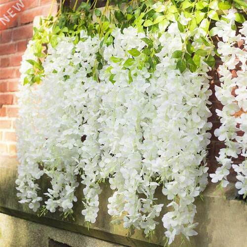 12PCs Wisteria Artificial Flowers Hanging Garland Vine Ratta