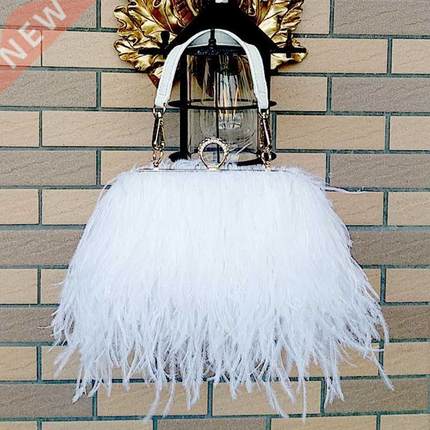 Bags Handbags Women Famous Brands Ostrich Feather Clutch Lux
