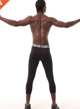 D Men Compression 3/4 Pants Sports Joggers Running Athlete T