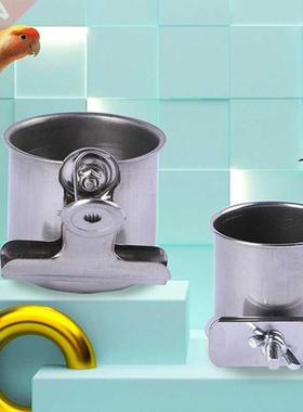 Bird Feeder Stainless Steel Coop Cups Food Bowl Container