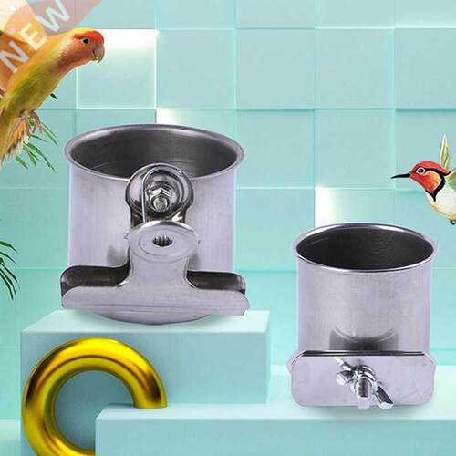 Bird Feeder Stainless Steel Coop Cups Food Bowl Container