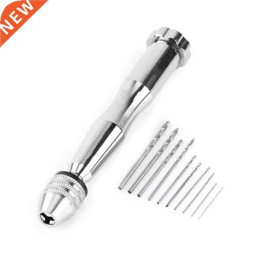 Protable Hand Twist Drill w/ 10 HHS Drill Bits Wide Grasp Ra