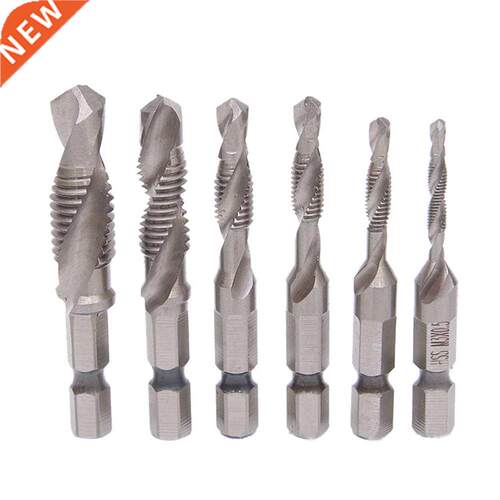 6pcs Hex Shank HSS Screw Thread Deburr Metric Tap Drill Bits