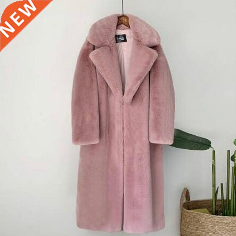 2021 new women winter warm faux fur coat thick women long co