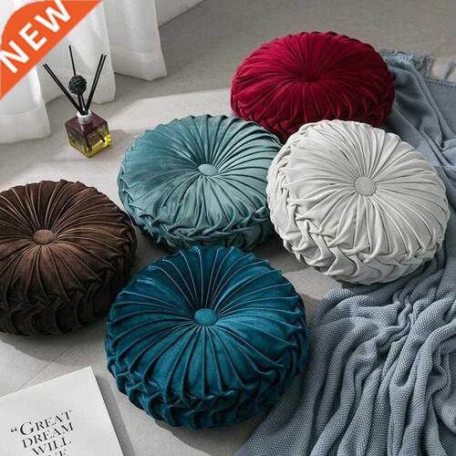 Velvet Pleated Round Floor Cushion Pillow Decorative Sofa