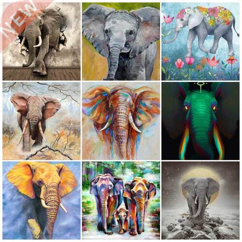 5D Diamond Painting Full Drill Elephant Diamond Mosaic Anima