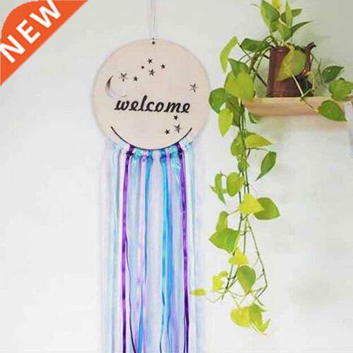 Nordic Wooden Round Board Pendant with Colorful Ribbon Wall