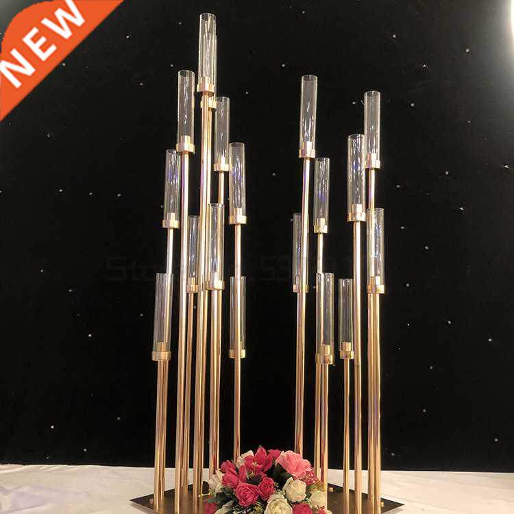 8 Heads Metal Candelabra Candle Holders Road Lead Table