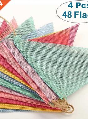 4Pcs 4 Meters 12 Peces Buntng Banner Ranbow Faux Lnen