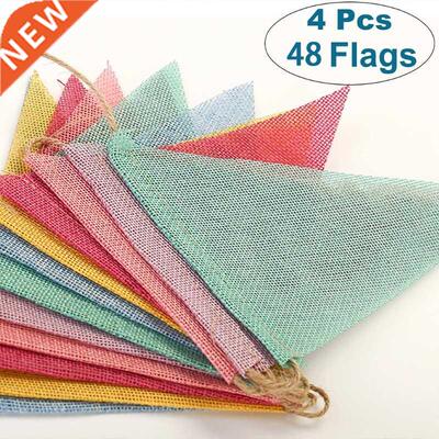4Pcs 4 Meters 12 Peces Buntng Banner Ranbow Faux Lnen