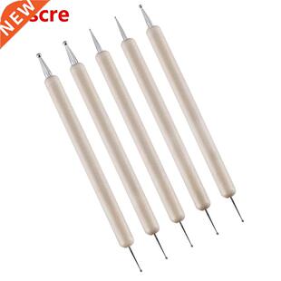 5PCS Wood Marbleizing Dotting Manicure Tools Double Side Nai