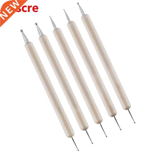 5PCS Wood Marbleizing Dotting Manicure Tools Double Side Nai