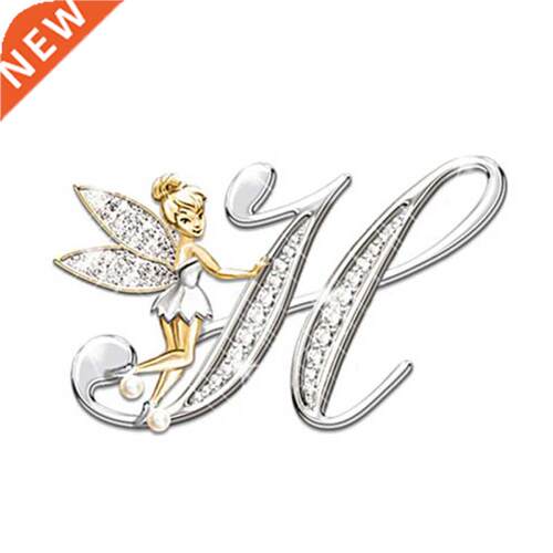 Luxury Angel Letter Brooch Women Men Rhinestones Crystal Eng