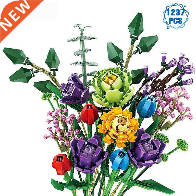 Technical Ideas Flowers Bouquet Building Blocks Moc Romantic图片