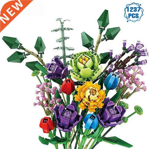 Technical Ideas Flowers Bouquet Building Blocks Moc Romantic
