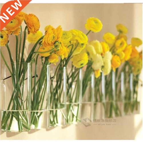 3 Pieces Cylinder Wall Hanging Glass Vase Plants Flowers Hyd