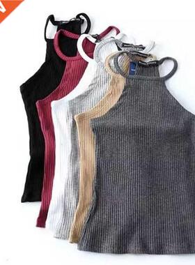2022 Summer Casual Knit Basic Tank Top Women Ribbed Stretchy