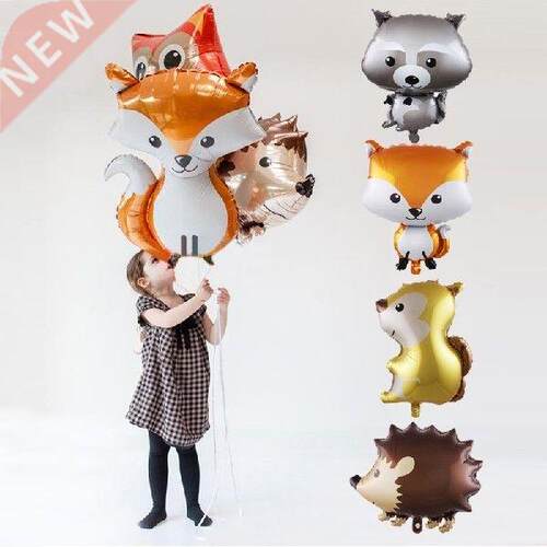 Cute Animal Foil Balloons Raccoon Fox Helium Ballon Happy