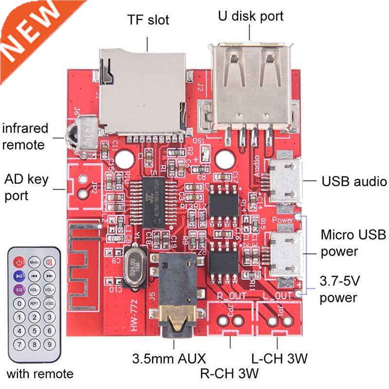 Bluetooth Audio Receiver Board USB Sound Card 3Wx2 Amplifier