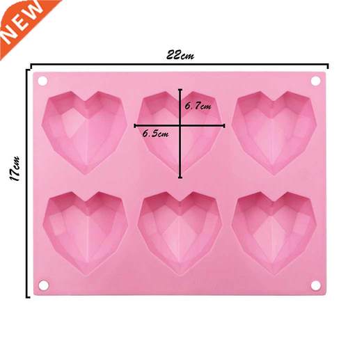 6 Holes Heart Sd 3D Slcon Chocolate Jelly Candy Cake