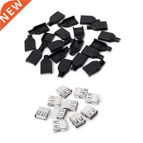 10 Sets Type A Female USB 4 Pin Plug Socket Jack Connector w