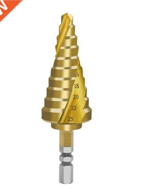 6-25mm Step Cone Drill Bit Spiral Hex Shank HSS Titanium Coa
