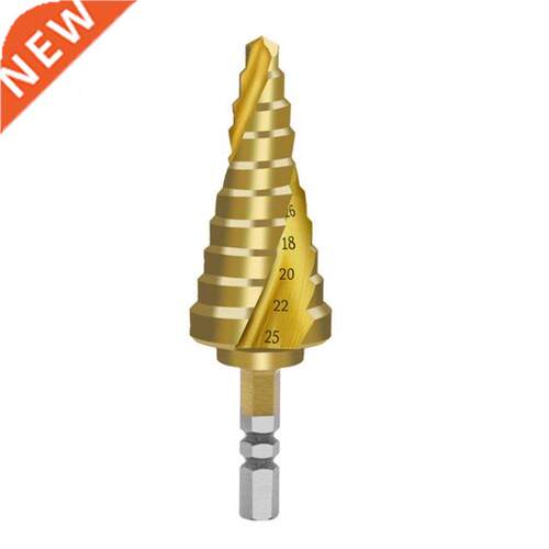 6-25mm Step Cone Drill Bit Spiral Hex Shank HSS Titanium Coa