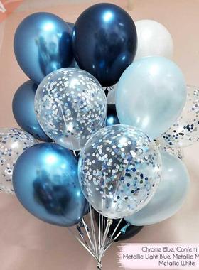 Blue Confetti Latex Balloon Set Happy Birthday Balloons Bou
